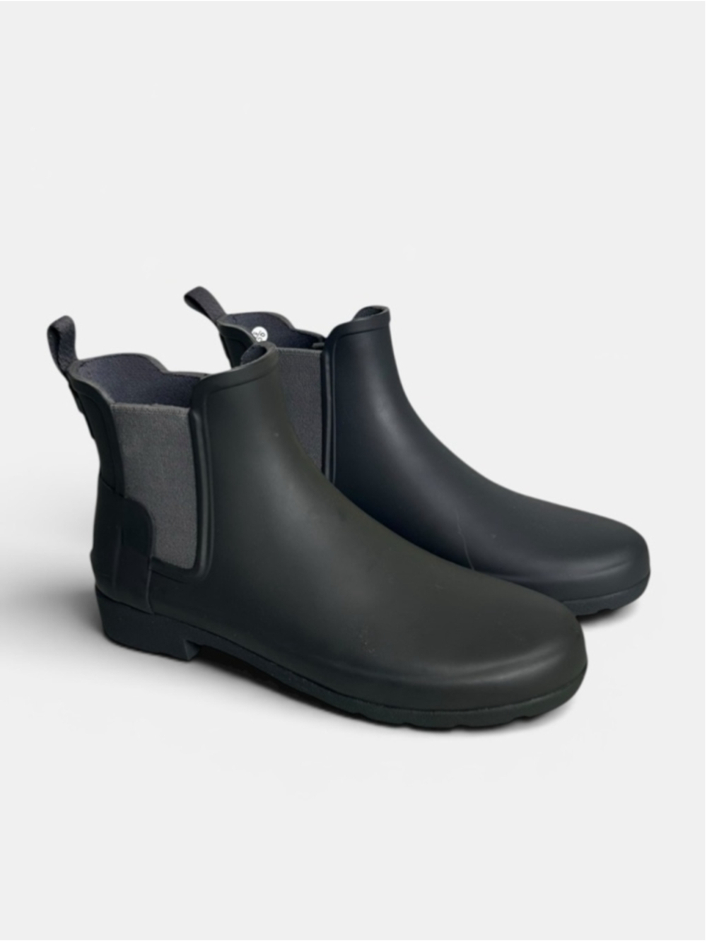 Hunter Black Gray Refined Slim Waterproof Chelsea Rain Boots Women's Size 8